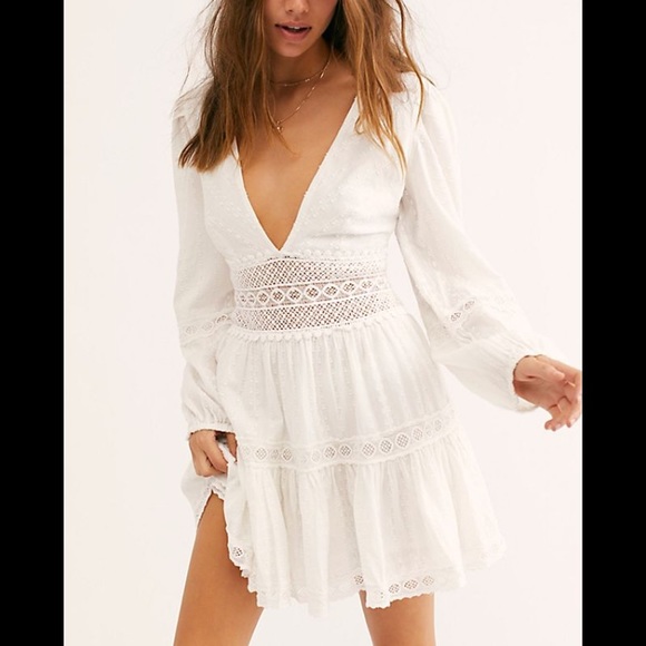 Free People Dresses & Skirts - Free People the Delightful Mini Dress Ivory 6 NWT